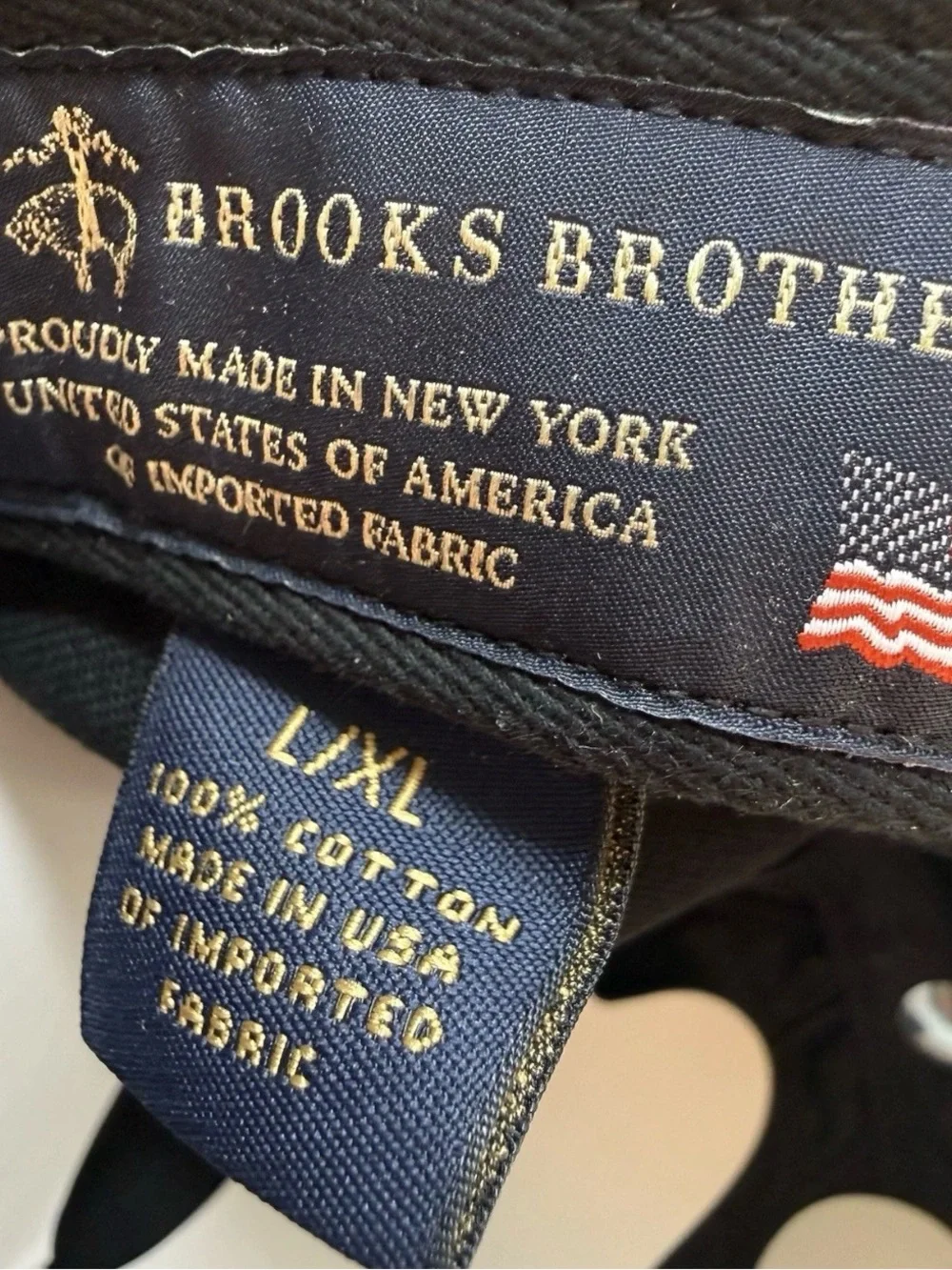 Brooks Brothers Black Cap Hat Embroidered fleece logo Size L/XL NWT